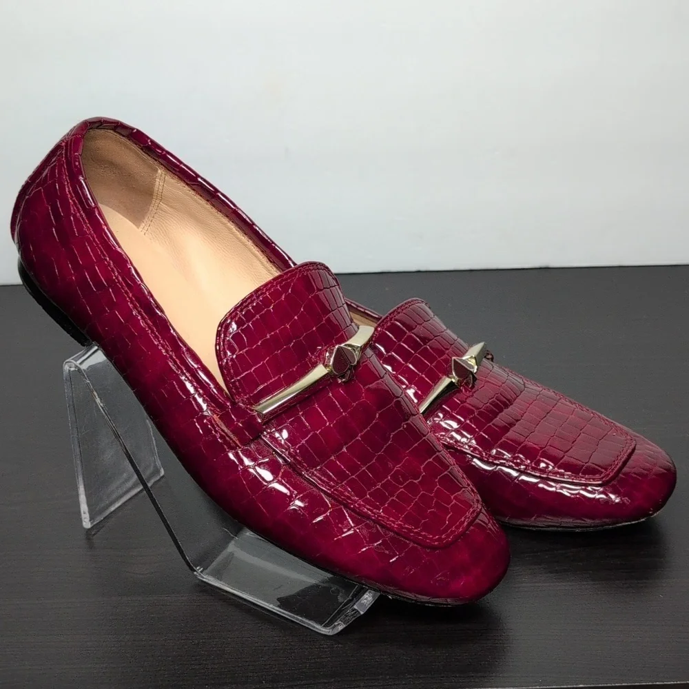 Kate Spade New York Lana Croc-embossed red loafers woman's size 7.5 - Picture 2 of 16